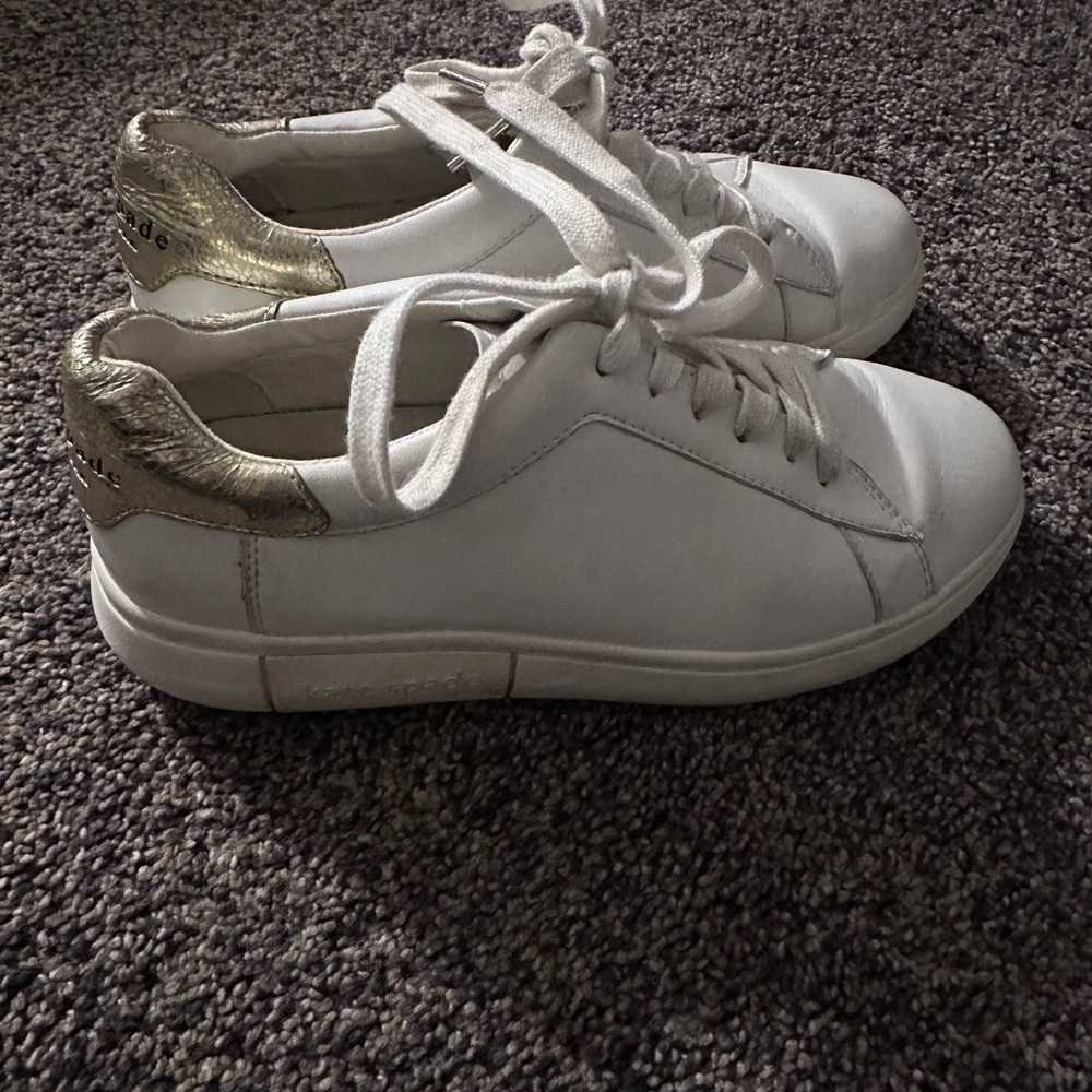 Kate Spade White and Gold Athletic Shoes